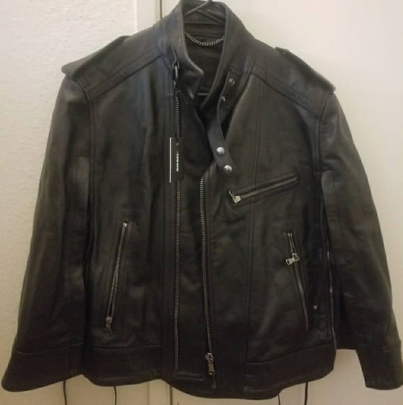 Diesel Black Gold Leather Cape